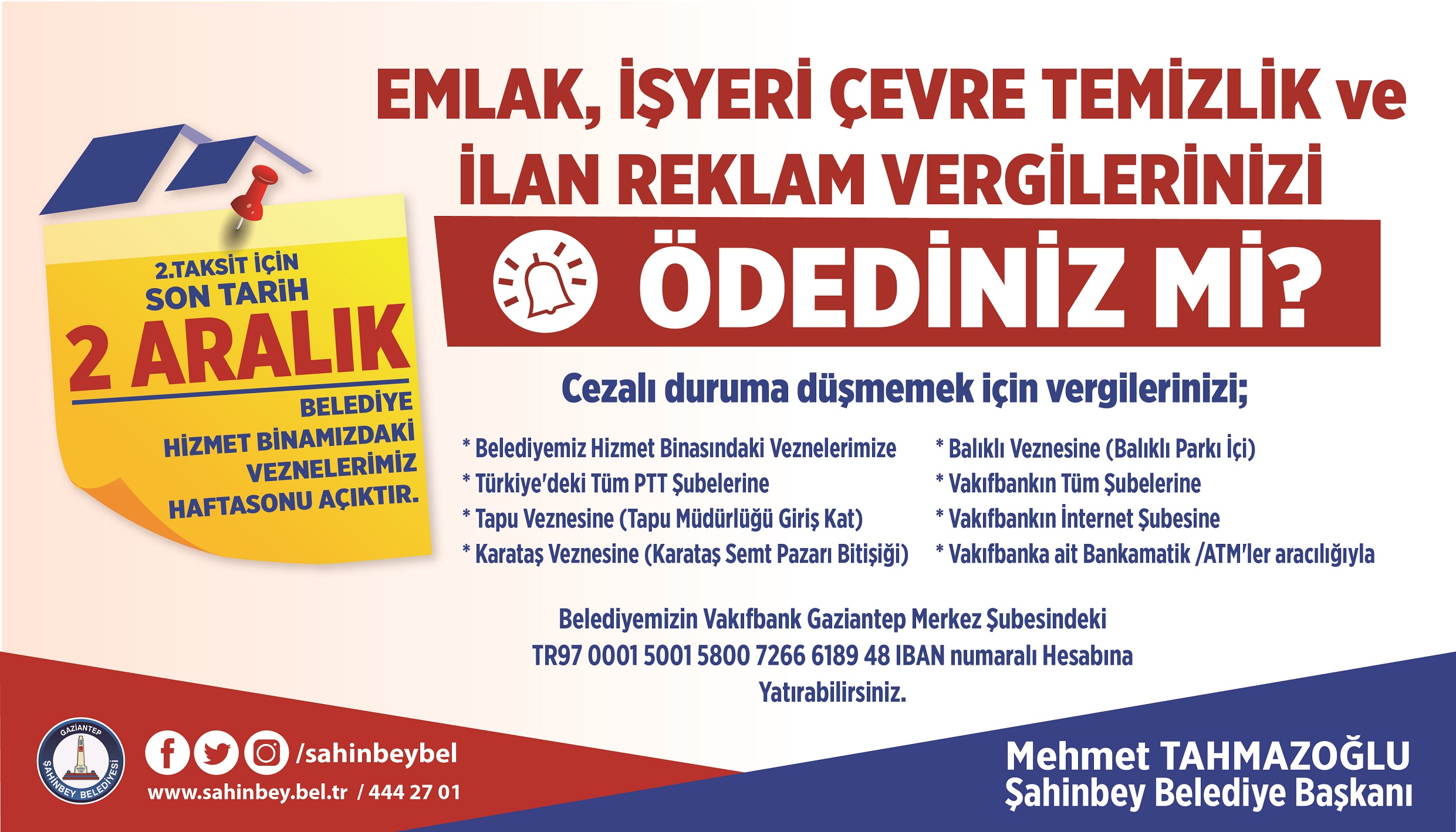 Belediyemizden Hat�rlatma Son G�n 2 Aral�k