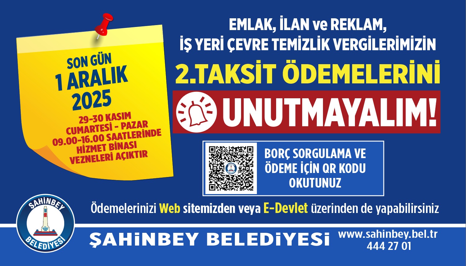 Belediyemizden Hat�rlatma Son G�n 1 Aral�k